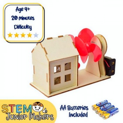 DIY Wooden Wind Turbine House STEM Kit